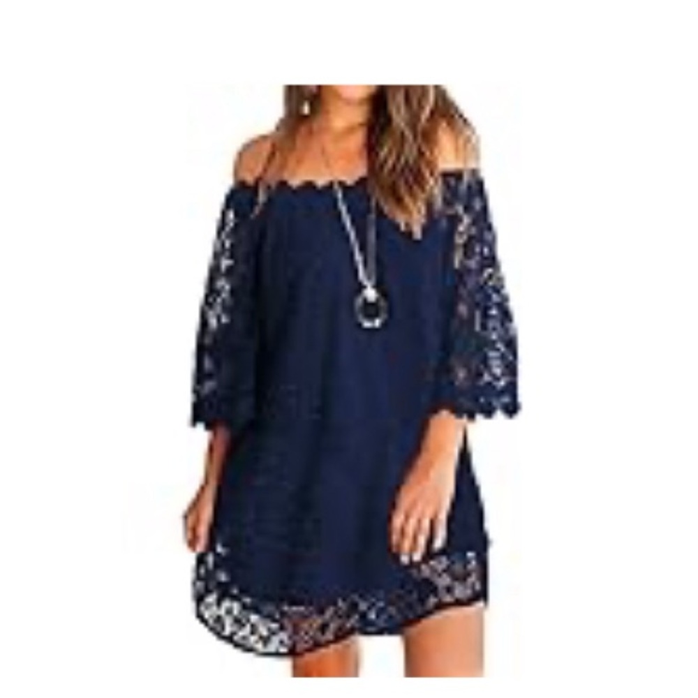 navy short lace dress